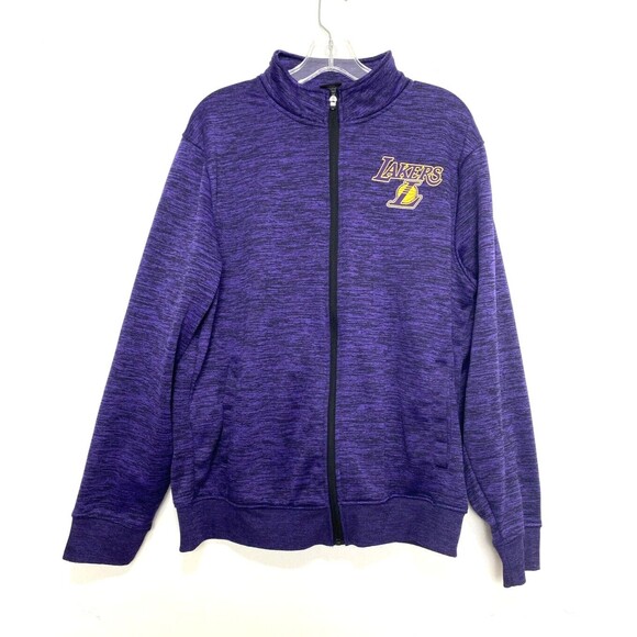 NBA LA Lakers Sweater Mens Size L Purple Logo Graphic Fleece Jacket Full Zip - Picture 1 of 16